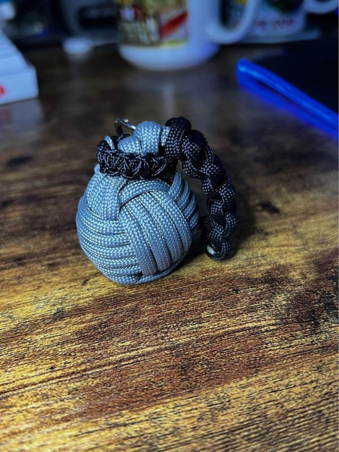 Mini Paracord Grenade Desk Prop Paper Weight Keychain Steel Ball
