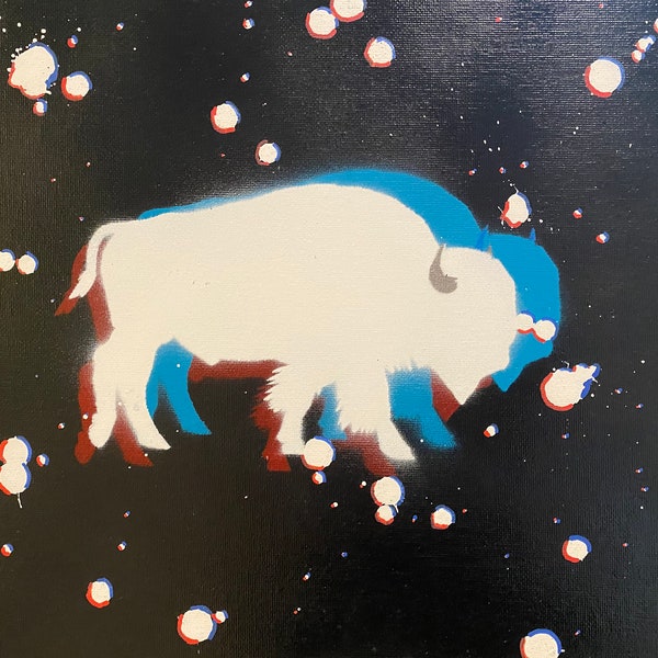 Party Animals - 3D Buffalo - Original Spray Paint Art