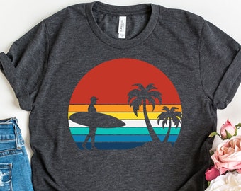 Retro Surfer Shirt, Surfing Lovers Shirts, Vintage Retro Surfing T-Shirt, Sport Lover Tshirt, Gift For Surfer, Beach Tee, Surfing Tees