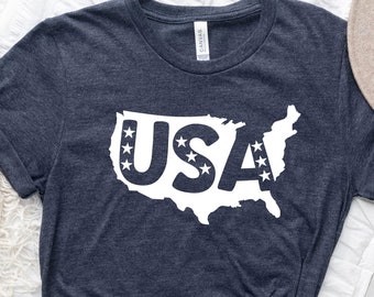 USA Shirt, Patriot Tshirt, Patriotic T-Shirt, American Veteran Gift Shirt, Independence Day Outfit, Fourth Of July Tee, USA Map Shirts