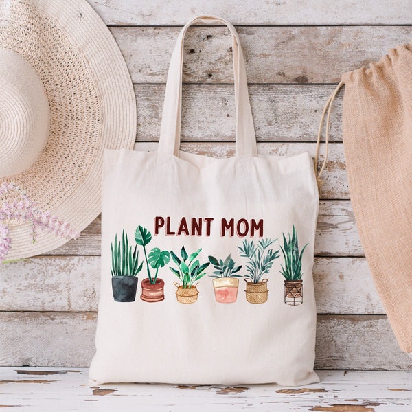 Plant Mom Totebag, Plant Lovers Gift, Succulents, Plant Lady, Gardener Mom Gifts, Flower Totebags, Floral Bag, Plant Lady Gardening Tote bag