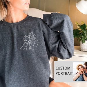 Custom Couple Sweatshirt - Portrait From Photo Sweater - Happy Valentine's Day Sweater- Aesthetic Love Sweater - Personalized Couple Sweater