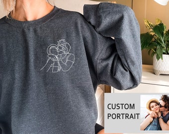 Custom Couple Sweatshirt - Portrait From Photo Sweater - Happy Valentine's Day Sweater- Aesthetic Love Sweater - Personalized Couple Sweater