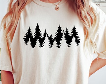 Pine Tree Shirt, Evergreen Trees, Forest Shirts, Trees Shirt, Gift for Nature Lover, Camping Shirt, Hiking Shirt, Forest Tree Silhouette Tee