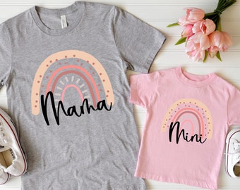 Mama Mini Rainbow Matching T-Shirt, Mommy And Me Shirt, Mommy Daughter Shirts Set, New Mom Gifts, Gift For Mother's Day, Cute Family Tees