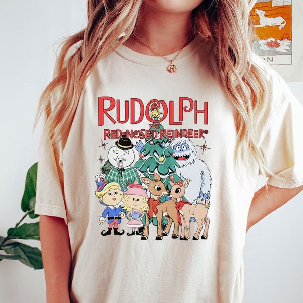 Red Nosed Reindeer Shirt - Christmas Cartoon Tee - Vintage Reindeer Christmas Gift - Rudolph Winter Movie Tee For Fans - Christmas Movie Tee