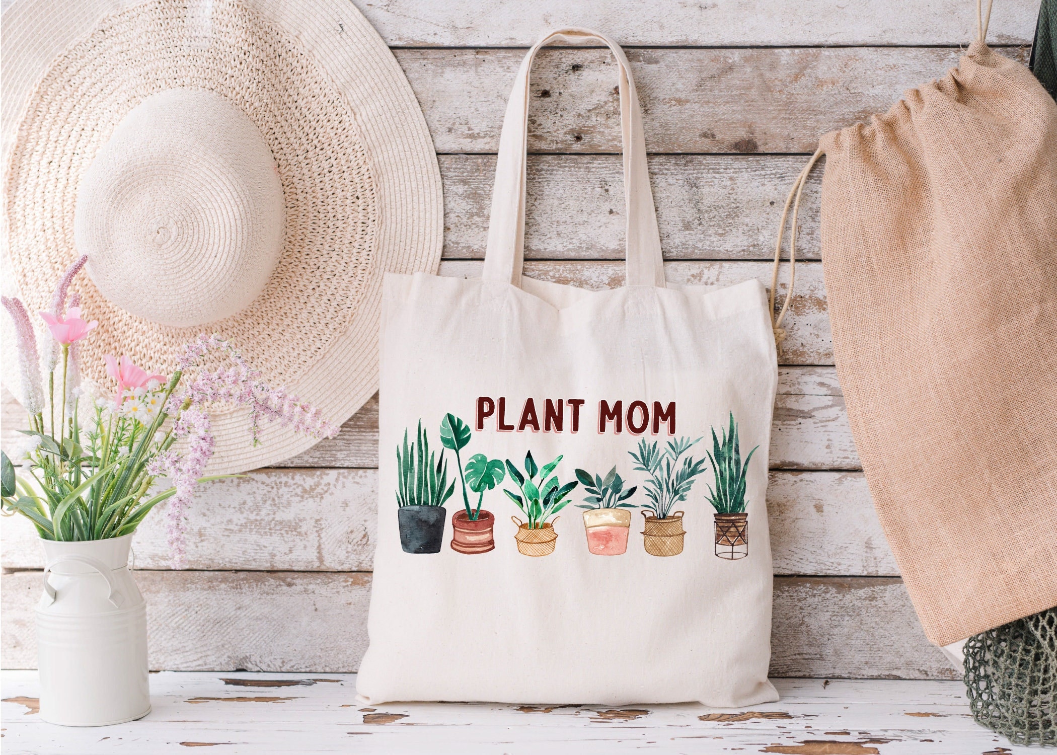 Modern Farmhouse Floral Country Home Decor Gift for Her, Mom Tote Bag
