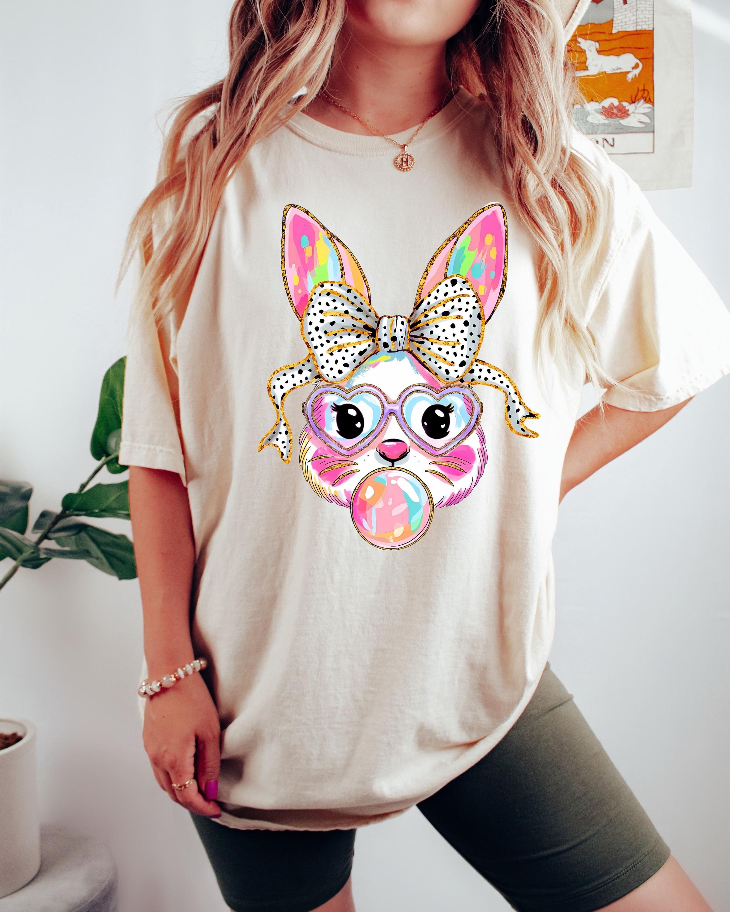 Comfort Colors® Easter Shirt, Easter Bunny Shirts, Bubble Gum Bunny Shirt, Cute Easter Shirt for Women, Easter Gift for Her, Glitter Bunny