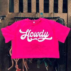 Howdy pink crop top