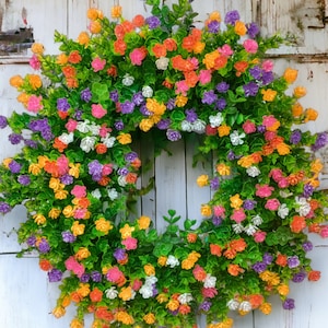 Floral Wreath, Bright Summer Door Decor, Colorful Outdoor Arrangement, Perfect housewarming or Mothers Day gift.