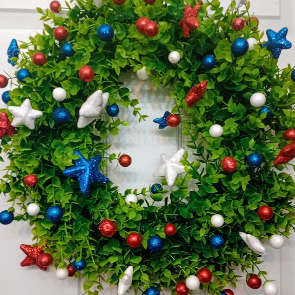 4th of July wreath, Red, White & blue Wreath, Memorial Day, Floral Wreath, Southern Charm Wreaths, Independence Summer, Front Door Wreath