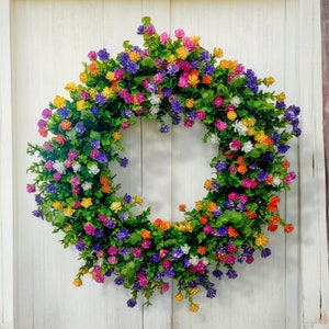Colorful Floral Wreath, Mother's Day Gift, Flower Wreath, Southern Charm Wreaths, Summer, Spring Wreath, Everyday Wreath, Front Door Wreath image 2
