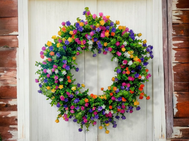 Colorful Floral Wreath, Mother's Day Gift, Flower Wreath, Southern Charm Wreaths, Summer, Spring Wreath, Everyday Wreath, Front Door Wreath image 2