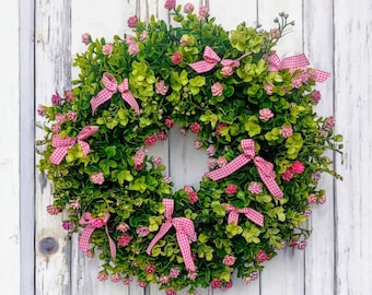 Floral Spring Wreath, Pink Flowers & Eucalyptus, Front Door Decor, Eucalyptus Wreath, Summer wall decor, Summer Wreath, Pink floral wreath