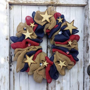 4th of July wreath, Patriotic wreath, Red, White & blue Wreath, Memorial Day, Burlap Wreath, American Flag, Country Wreath, America, U.S.A