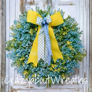Perfect Mother's Day gift, Blue & Yellow wreath, Spring wreath, Easter wreath, farmhouse, home decor, Front door decor, CrazyaboutWreaths1
