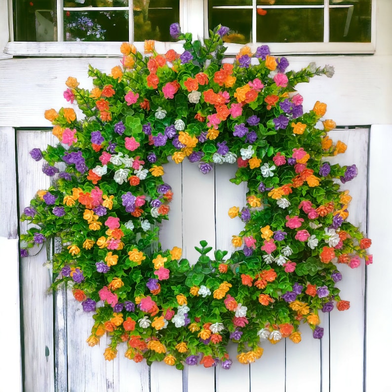 Colorful Floral Wreath, Mother's Day Gift, Flower Wreath, Southern Charm Wreaths, Summer, Spring Wreath, Everyday Wreath, Front Door Wreath image 3
