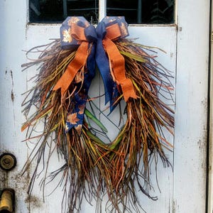 Fall Front door wreath, Fall wreath, Everyday Wreath, Greenery Wreath Grapevine, Rustic wreath, Beaded grass, interior design, Copper wreath