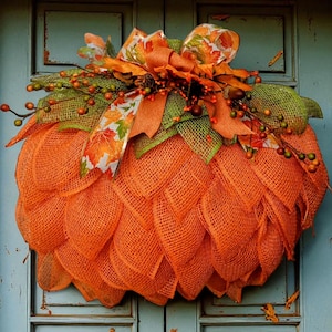 Pumpkin Fall front door wreath, Home decor, Farmhouse, Beautiful wreath, Thanksgiving, Pumpkin Wreath, Autumn Wreath, Orange Wreath