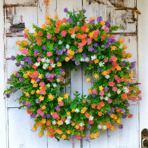 Colorful floral wreath, Mother's day gift, Flower wreath, Southern charm wreaths, Summer, Spring wreath, Everyday Wreath, Front door wreath