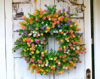 Colorful floral wreath, Mother's day gift, Flower wreath, Southern charm wreaths, Summer, Spring wreath, Everyday Wreath, Front door wreath