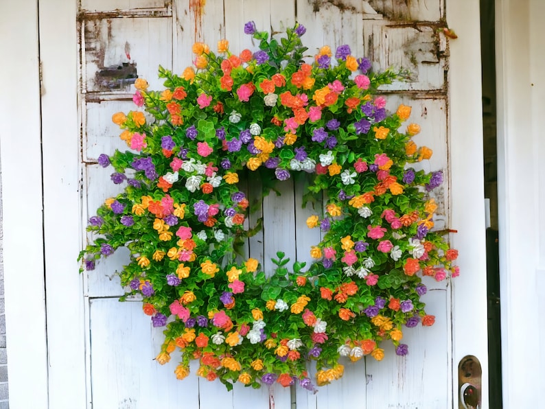 Colorful Floral Wreath, Mother's Day Gift, Flower Wreath, Southern Charm Wreaths, Summer, Spring Wreath, Everyday Wreath, Front Door Wreath image 1