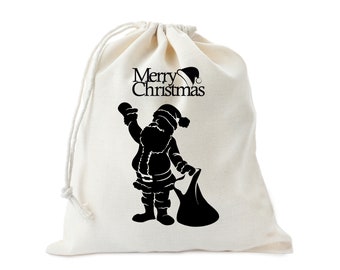 Merry Christmas Bags - Santa Sack - Cotton bags - Favor bag - Party bags - Customized Cotton Bags - New Year Gifts - Christmas Gift Bags