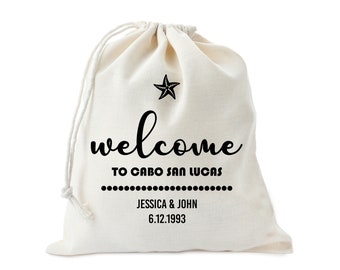 Welcome Cabo Bag - Custom Name Bag - Cotton bags - Favor bag - Party bags - Customized Cotton Bags - New Year Gifts - Christmas Gift Bags