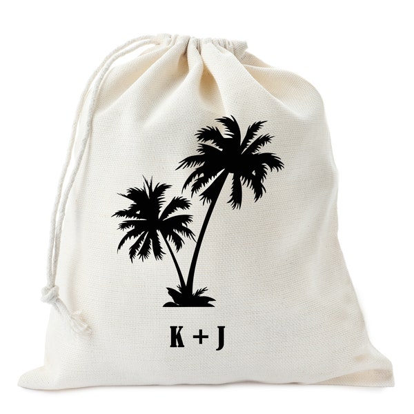 Palm Tree bag - Destination Wedding Welcome Bag - Beach wedding Party Bag - Tropical wedding Favors - Girls Trip Gift bag - Personalized bag