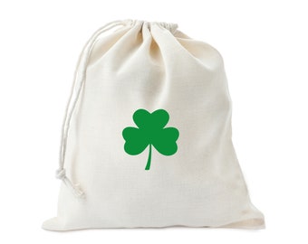 St. Patrick's Day Party Favor Bags, Shamrock favor bags, Irish favor bags, Cotton favor bags, Clover gift bags, Goody Bags, Candy Bags