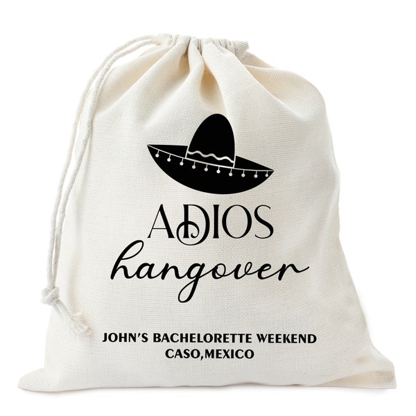Adios Hangover Kit - Mexico bachelorette Kit - Adios Wedding Party Favor bags - Survival Kit Bags - Cabo Hangover Kit - Mexican Themed bags