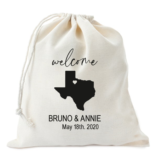 Wedding state Bag, Wedding Favor Bag, Custom State, Destination Welcome Bag, State silhouette Bag, Texas Party Favor bags, Party Bags