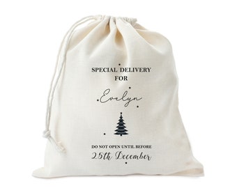 Personalized Christmas Favor Bags  Christmas Treat Bags  Christmas Tree Bags  Christmas Special Delivery Bags Customized  Bags  Cotton Bag