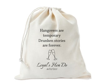 Hangovers are temporary drunken stories are forever - Hangover kit - Survival kit - Bachelorette party - Gift ideas - Funny Gift - Bags