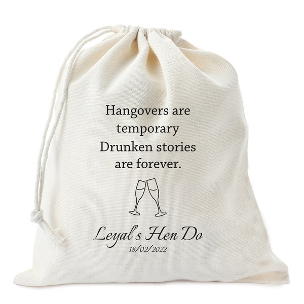 Hangovers are temporary drunken stories are forever - Hangover kit - Survival kit - Bachelorette party - Gift ideas - Funny Gift - Bags