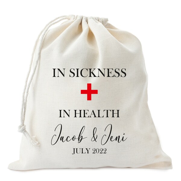 In Sickness and In Health / Wedding Favors / Bachelorette Party Favors / Recovery Kit / Oh Shit Kit / Hangover Kit/ in sickness Survival bag