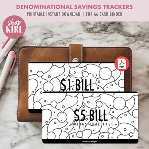 Printable Denominational Savings Tracker Bundle | Savings Trackers and Challenges | Printable Instant Download for A6 Cash Envelopes
