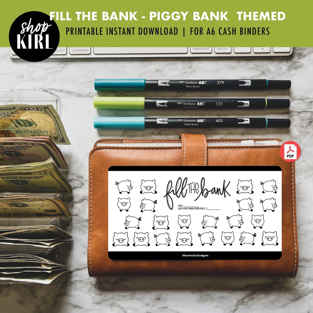 Printable Piggy Bank Themed Savings Tracker | Savings Challenge | Fits ...