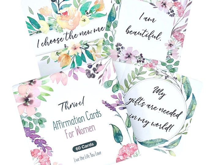 Gifts for her, Affirmation Cards, 60 Daily Positivity Cards, Gift for Women, Unique Affirmations, Encouragement Cards Deck w/Gift Box