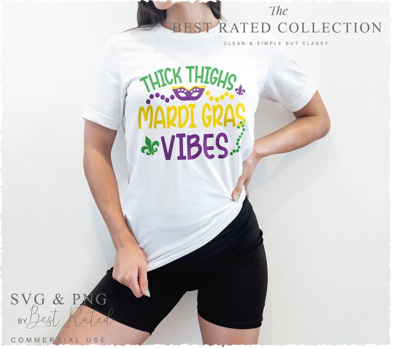 thick thighs and mardi gras vibes svg