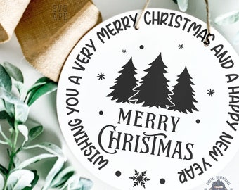 Merry Christmas Ornament, Wishing You A Very Merry Christmas And A Happy New Year, Christmas Sign Svg, Merry Christmas Svg