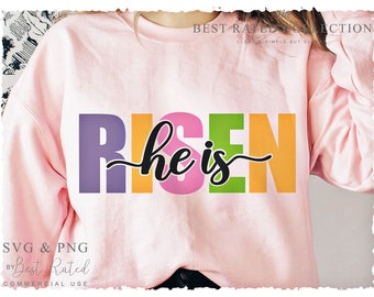 He Is Risen SVG PNG | Happy Easter | Easter Shirt | Easter Cross | Cricut Cut File | Instant Download