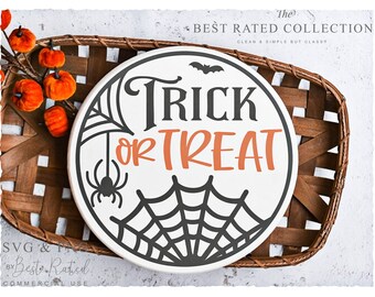 Süßes oder Saures Zeichen SVG PNG | Spinnennetz | Fröhliches Halloween | Halloween-Dekor | Cricut Cut-Datei | Sofort Download