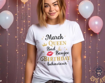 Las reinas nacen en marzo SVG PNG / Aries / Zodíaco / Archivo de corte Cricut / Descarga instantánea