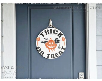 Süßes oder Saures Halloween-Zeichen SVG PNG | Gruselige Vibes | Spinnennetz | Türschild | Cricut Cut-Datei | Sofort Download