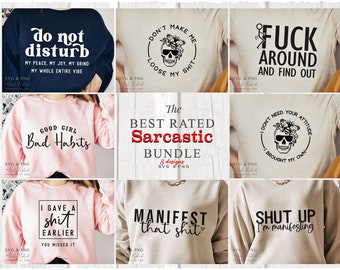 Sarcastic Quotes SVG Bundle: Funny Snarky Designs (Digital Download)