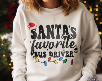 Santa's Favorite SVG PNG, Santa's Favorite Bus Driver, Bus Driver Svg, Christmas Svg, School Bus Svg, Bus Driver Png, Holiday Svg