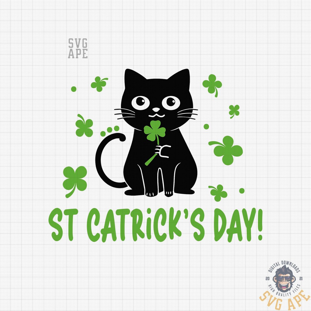 St Catrick's Day SVG PNG | Cat St Patrick's Day | Shamrock | Cricut Cut ...