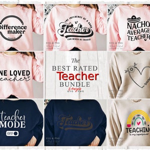 Ensemble enseignant, 8 modèles SVG PNG, Svg maternelle, enseignant Svg, ensemble Svg école, enseignant moyen Nacho, Svg imprimé léopard