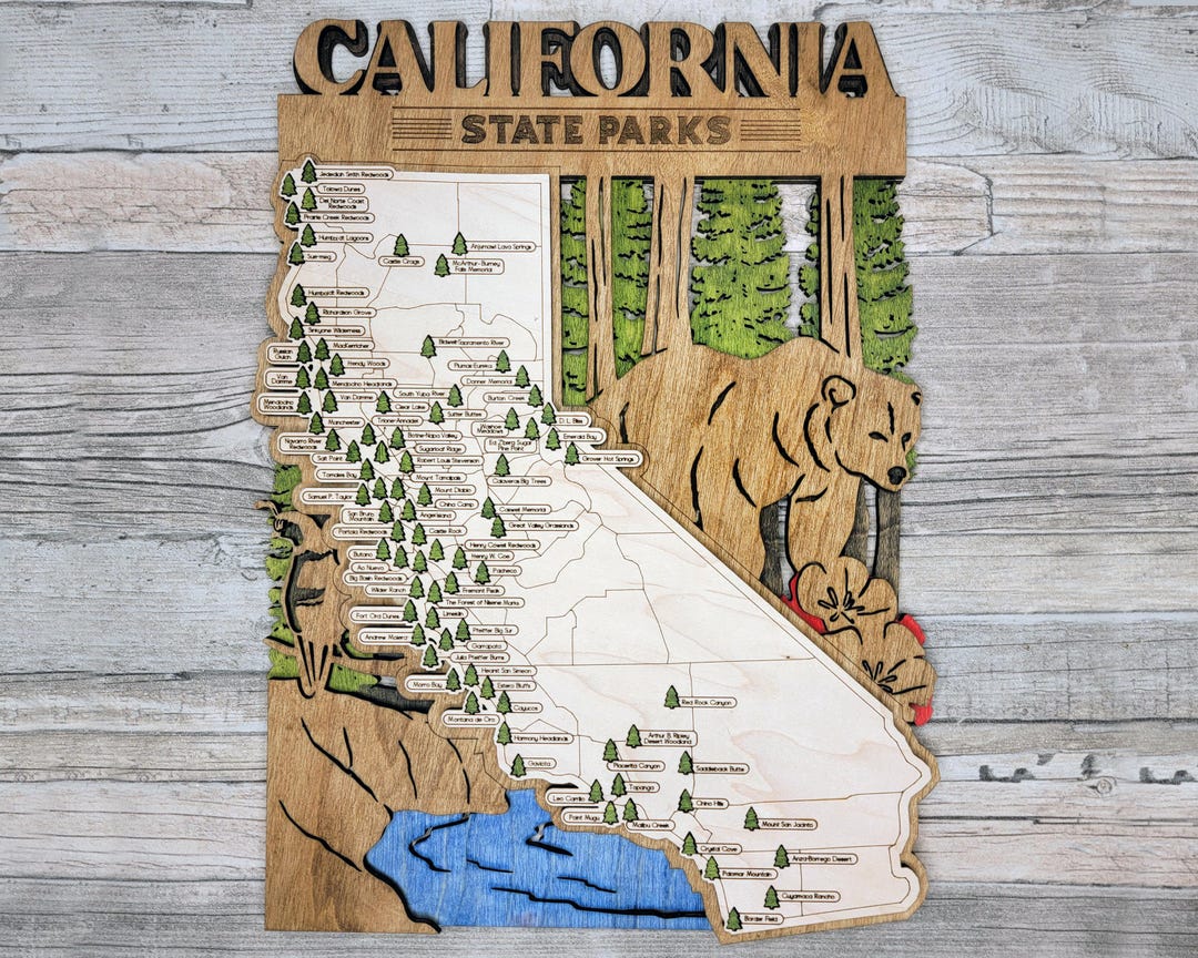 California State Park Travel Map, State Parks Marker, Personalized ...